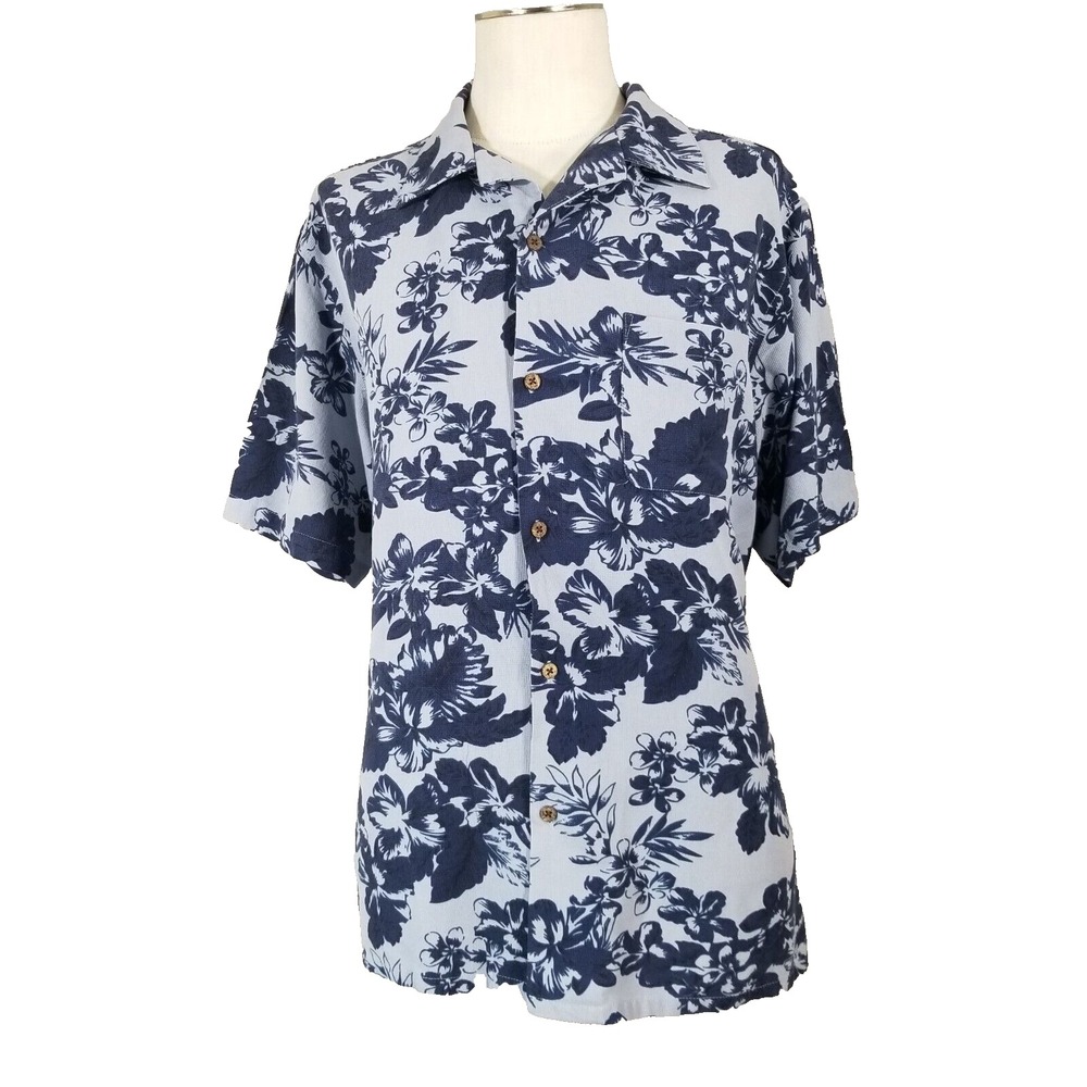 Good life Hawaiian shirt men's 2xl xxl blue silk floral luxury tropical Aloha